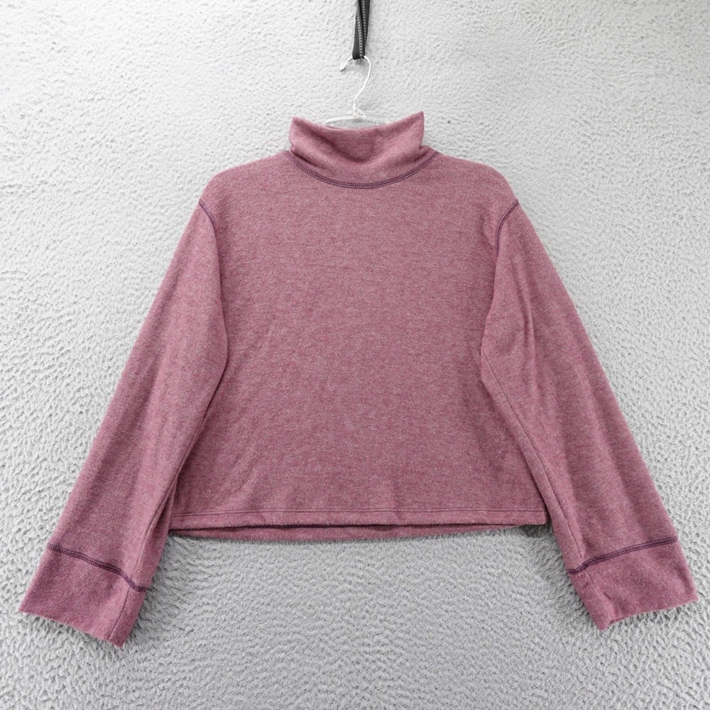 Lush Women Berry Heather Mock Neck Cropped Pullover Top Sweater XS NEW